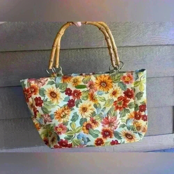 Vintage Longaberger Daisy Tote with bamboo handles- never used - Picture 1 of 4